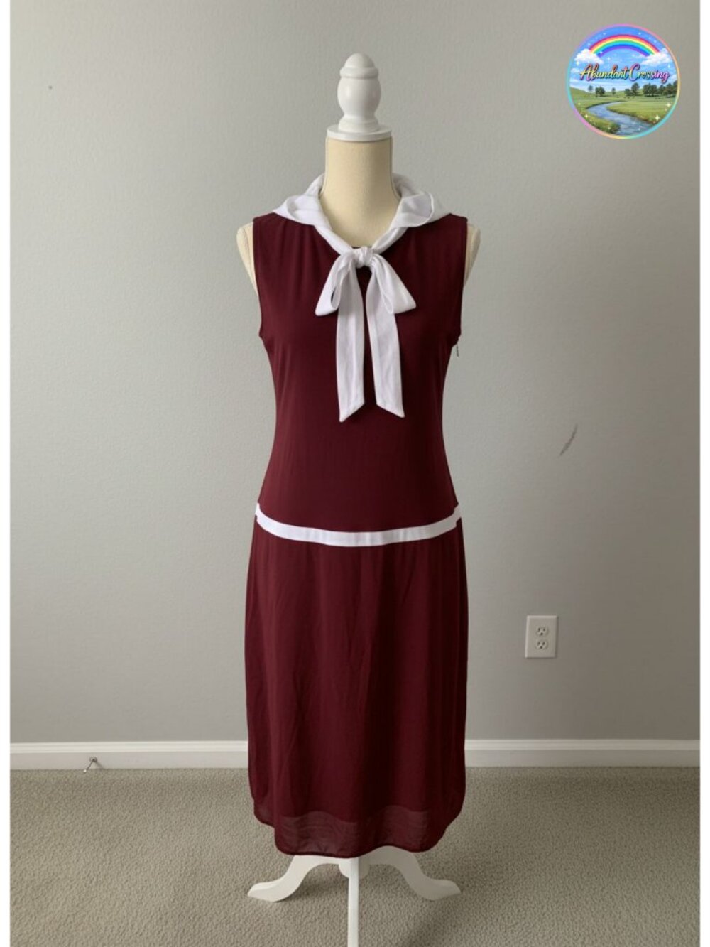 1920s Flapper Midi Dress V-Neck Sleeveless Drop Waist Gatsby Party